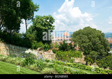 Panorama Blick über Florenz von der Bardini Garten, Bardini Garten, Florenz (Firenze), Toskana, Italien Stockfoto