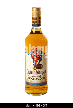 Captain Morgan Rum Original Spiced Gold Flasche Stockfoto