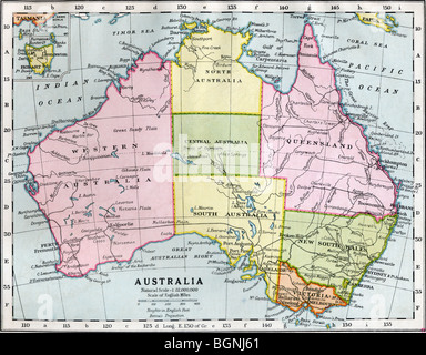 Zwischen 1. und 2. Kriege, zeigt temporäre Partition des Northern Territory in Nord-Australien und Zentralaustralien Australien Stockfoto