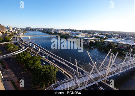 Kurilpa Brücke und North Quay Brisbane, Queensland, Australien Stockfoto