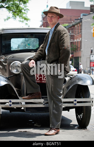 Schauspieler am Set, Toronto, "Kit Kittredge: An American Girl" Stockfoto