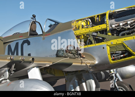 Nevada Reno Air Races P - 51D Mustang anzeigen Flugzeug WW2 Bekleidung am Flügel Stockfoto