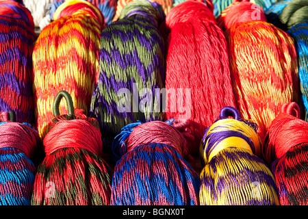 Hammock.Handicraft Marktkirche und Ex-Convento de Santo Domingo. San Cristóbal de Las Casas, Chiapas, Mexiko. Stockfoto