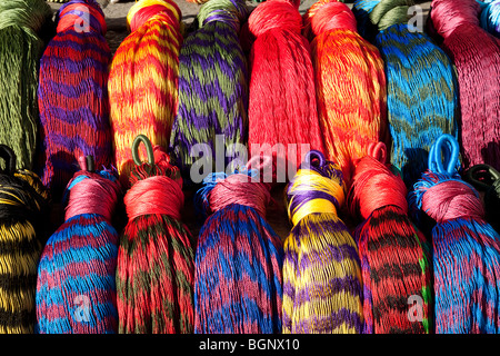 Hammock.Handicraft Marktkirche und Ex-Convento de Santo Domingo. San Cristóbal de Las Casas, Chiapas, Mexiko. Stockfoto