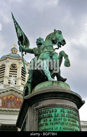 Godfrey von Bouillon und Kirche Saint-Jacques-Sur-Coudenberg, setzen Sie Royale / Royal Square / verdeutlicht, Brüssel, Belgien Stockfoto