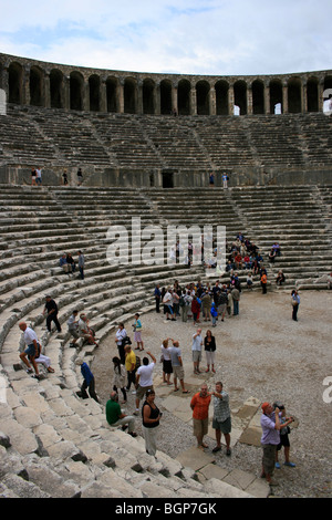 Aspendos (Belkis) eines der besten erhaltenen römischen Theaters (15.000 Plätze) gebaut von Roman Emperor Marcus Aurelius (161-180 n. Chr.) Stockfoto