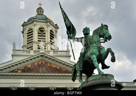 Godfrey von Bouillon und Kirche Saint-Jacques-Sur-Coudenberg, setzen Sie Royale / Royal Square / verdeutlicht, Brüssel, Belgien Stockfoto