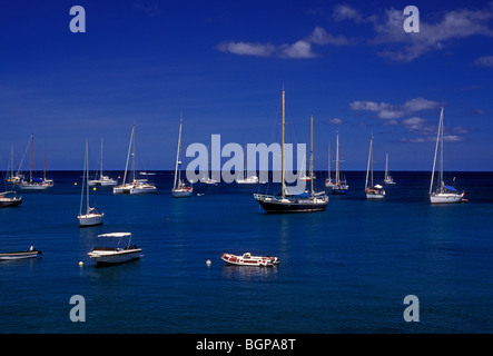 Segelboot, Segelboote, Stadt von Les Anses d'Arlet, Les Anses d'Arlet, Martinique, Französische Antillen, Frankreich Stockfoto