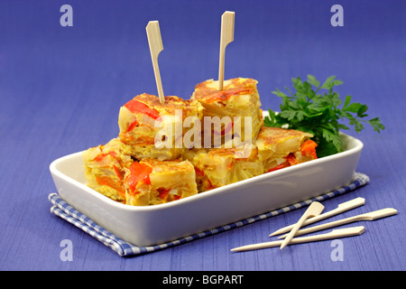 Spanische Tortilla. Rezept zur Verfügung. Stockfoto