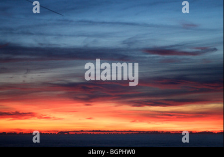 Unglaublichen Sonnenuntergang vom Hartland Quay in Nord-Devon Stockfoto