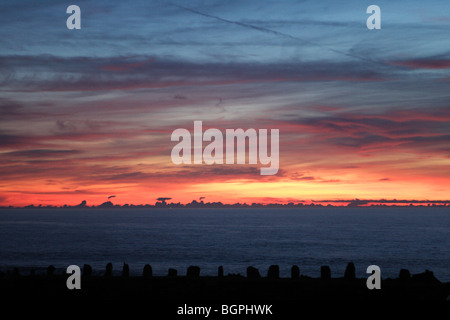 Unglaublichen Sonnenuntergang vom Hartland Quay in Nord-Devon Stockfoto