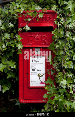 roten Briefkasten mit den umliegenden Efeu Stockfoto