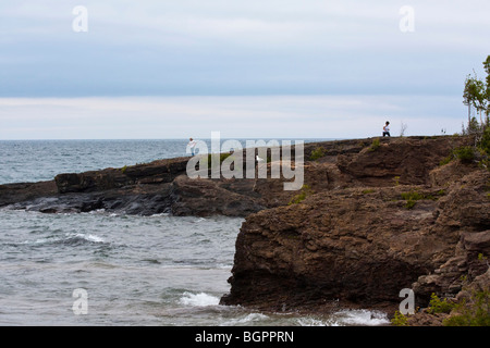 Presque Isle Park Marquette am Lake Superior MI Michigan in den USA Great Lakes schöne Wasserlandschaft Erosion Küste niemand horizontal hochauflösende Stockfoto