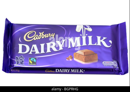 230g Block von Cadbury "Milch" Schokolade Stockfoto