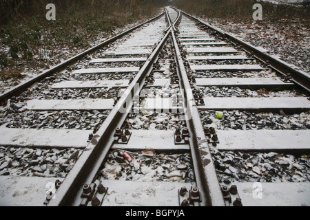 Herunterfahren der Eisenbahnlinie, Wuppertal, Deutschland, Nordbahntrasse Stockfoto