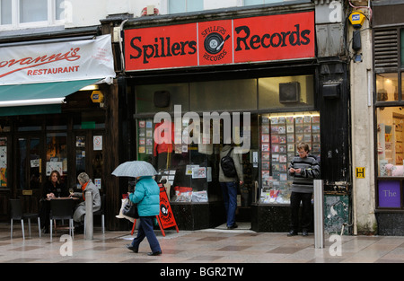 Spillers Records Shop auf der Hayes im Stadtzentrum von Cardiff South Wales sagte zu den ältesten Plattenladen in der Welt Stockfoto