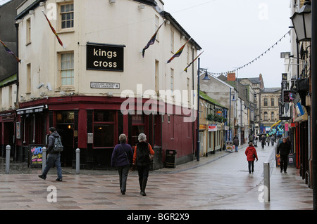 Der berühmt-berüchtigten Caroline Street Cardiff South Wales und dem Kings Cross Pub gestimmt Best Gay Bar in Wales 2009 Stockfoto