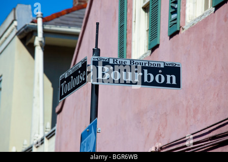 Rue Bourbon im French Quarter von New Orleans LA Stockfoto