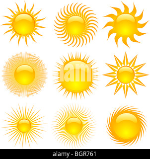 Verschiedene Symbole der Sonne Stockfoto