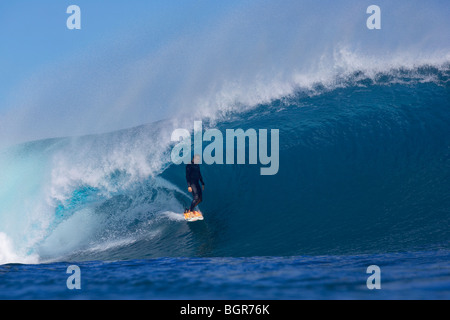 Surfer auf einer Welle Stockfoto