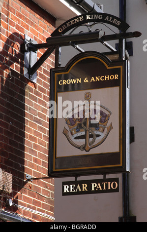 Krone und Anchor Pub Schild Winchester Stockfoto