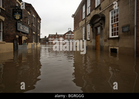 Überschwemmungen des Flusses Ouse in Zentrum von York, Yorkshire, Großbritannien. Hochwasser Stockfoto