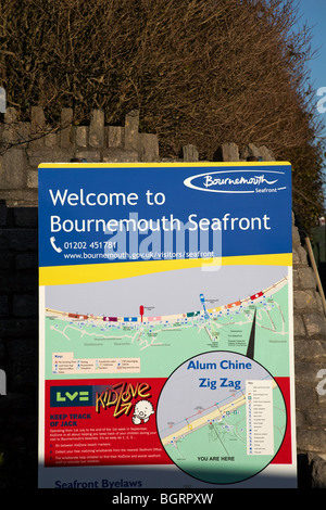 Sie sind hier willkommen in Bournemouth Küste Zeichen anzeigen Stockfoto