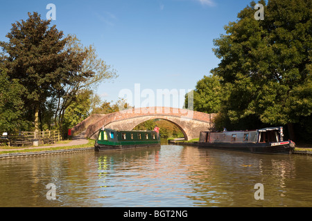 Schmale Boote in Foxton Becken auf dem Grand Union Canal. Stockfoto