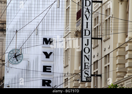 Myer und David Jones Shops Bourke street mall, Melbourne Victoria Australien Stockfoto