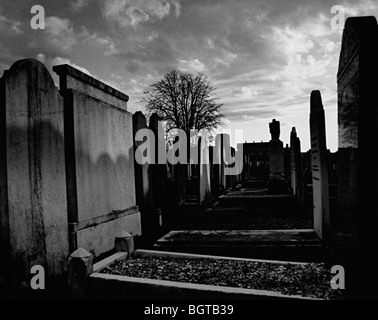 ein Friedhof mit Grabsteinen in schwarz und weiß in london Stockfoto