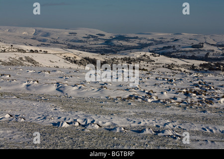 Winterlandschaft Lyme Handley über Lyme Park und The Hauptmarktplatzes Trail Cheshire England Stockfoto