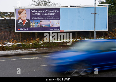 Primesight Plakat Website für NatWest Bank in Newport South Wales UK Stockfoto