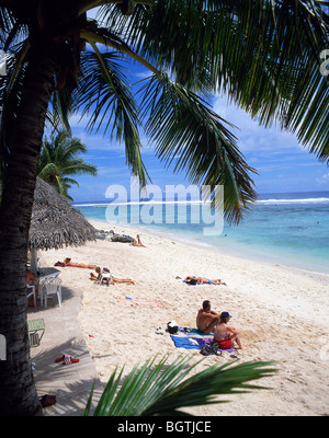 Strandblick, Edgewater Resort Rarotonga, Cook-Inseln, Süd-Pazifik Stockfoto