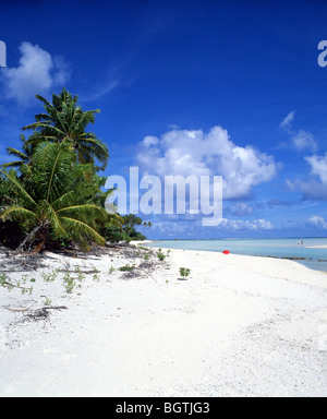 Tropischer Strand, Aitutaki Atoll, Cook-Inseln, Süd-Pazifik Stockfoto