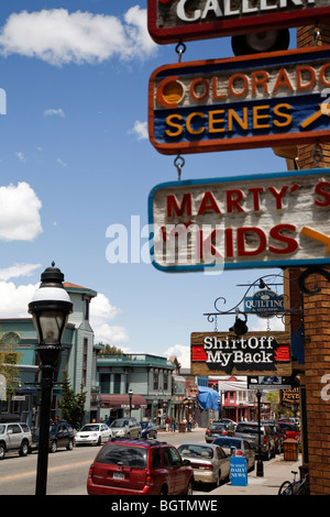 Straße Zeichen in Main Street, Breckenridge, Colorado, USA Stockfoto