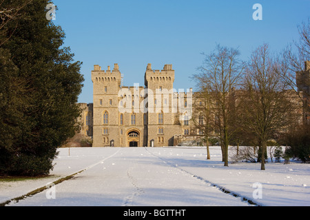 Windsor Castle im Schnee Stockfoto