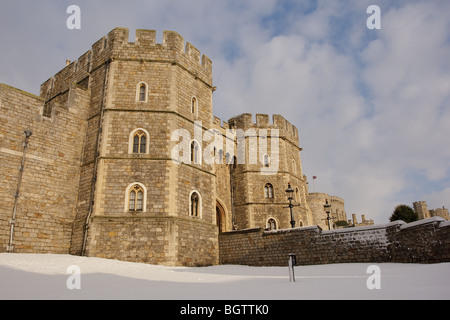 Windsor Castle im Schnee Stockfoto