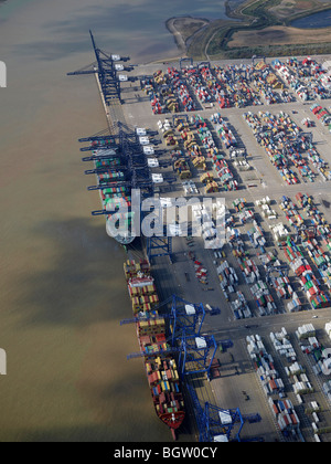 Felixstowe Port, aus der Luft, Ostengland Stockfoto