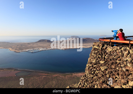 Insel La Graciosa, Blick vom Mirador del Rio, Lanzarote, Kanarische Inseln, Spanien, Europa Stockfoto