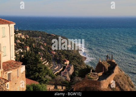 Blick von der Ort des Deux Frères, auf das Cap Martin in einem Sturm, Dorf Roquebrune, Roquebrune Cap Martin, Département Al Stockfoto