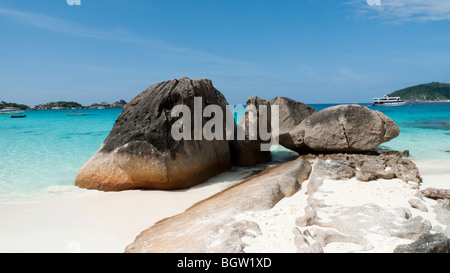 Granitfelsen am Strand, Similan Islands, Granit-Inseln, Andaman Meer, Indischer Ozean, Phang Nga, Thailand, Asien Stockfoto