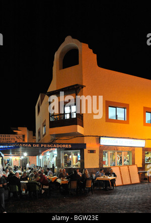 Nachtaufnahme, Straße Landschaft, Corralejo, Fuerteventura, Kanarische Inseln, Spanien, Europa Stockfoto