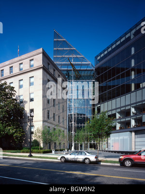 Kopf auf Blick auf Zugang zum Atrium. Stockfoto