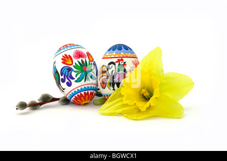 Ostern-Komposition auf dem weißen Hintergrund Stockfoto