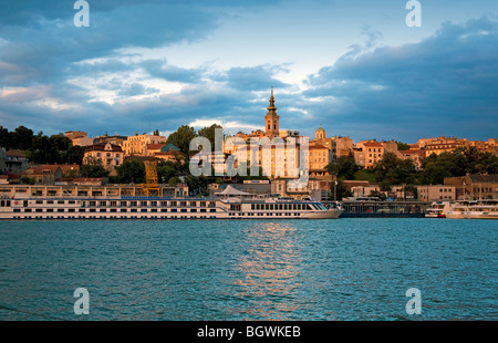 Belgrad, Blick vom Fluss Sava Stockfoto