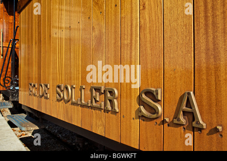 Die Ferrocarril de Sóller (Plama-Soller-Zug) am Bahnhof von Soller Stockfoto