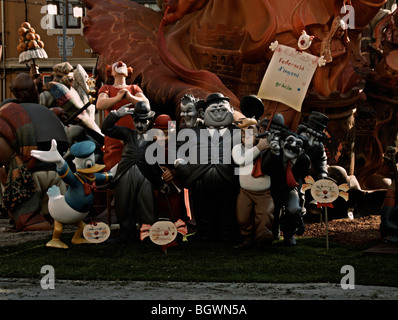 "Ninots". Skulpturen, um in "Les Falles" (auf Valencianisch) aka "Las Fallas" (auf Spanisch) verbrannt werden. Valencia. Spanien Stockfoto