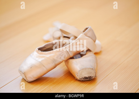 Ballettschuhe in einem abgenutzten Zustand Stockfoto