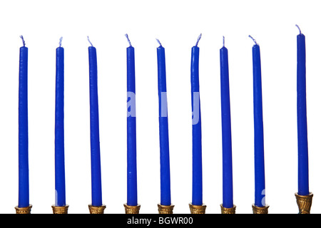 Hanukkah Menorah Kerzen auf einem weißen Hintergrund isoliert Stockfoto