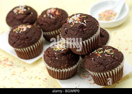 Schokoladen-Muffins. Rezept zur Verfügung. Stockfoto